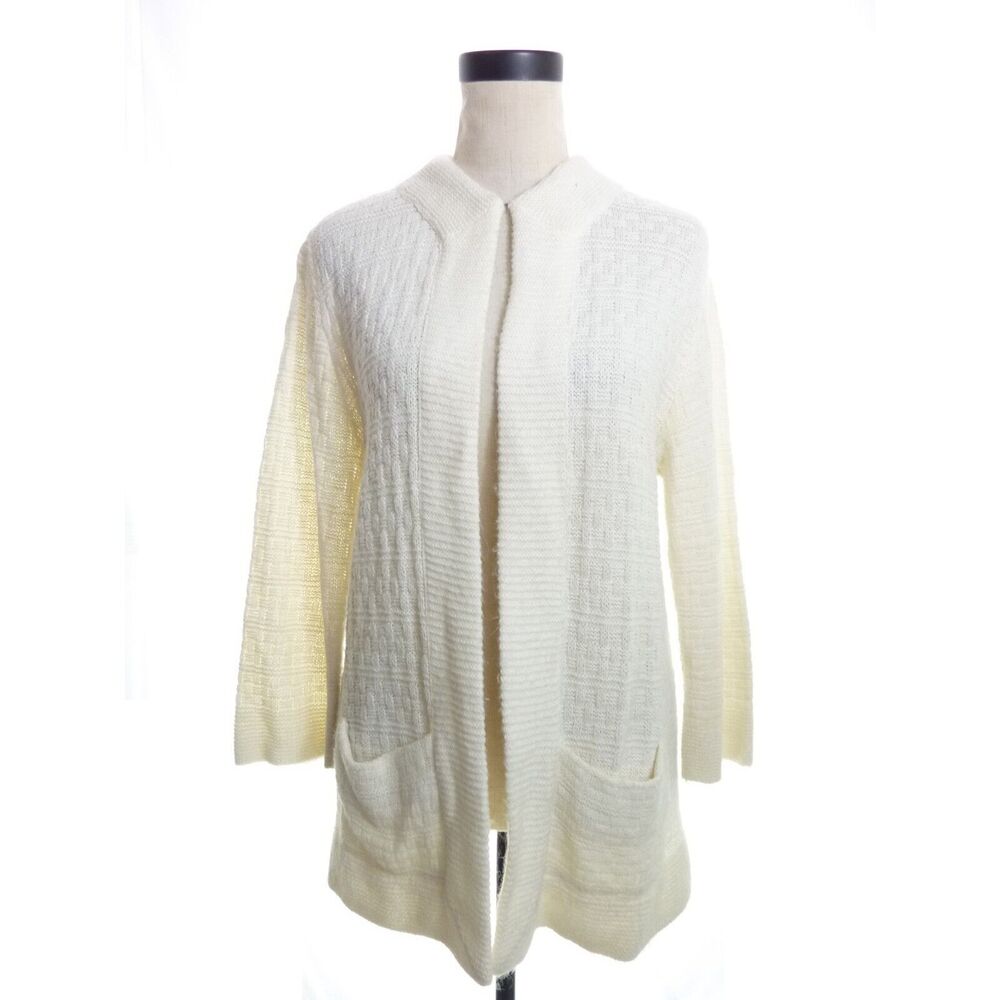 Vintage Cream White Cardigan Sweater Small